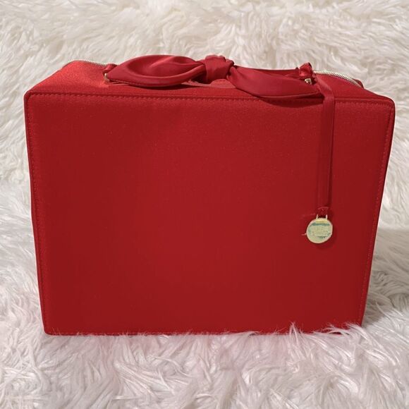 ESTEE Lauder Makeup case train case zip closure bow handle candy charm NEW - Picture 2 of 14